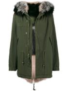 Mr & Mrs Italy Khaki Pink And Grey Fur Lined Parka - Green