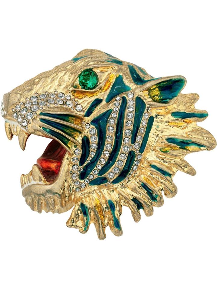 Gucci Metal Tiger Head Brooch - Yellow & Orange