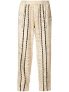 Mes Demoiselles Embellished Cropped Trousers - Nude & Neutrals