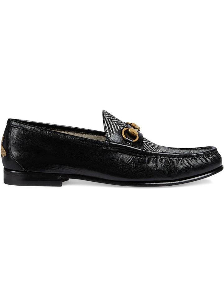 Gucci Leather And Herringbone Loafer - Black