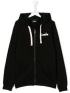 Diadora Junior Teen Logo Print Zipped Hoodie - Black