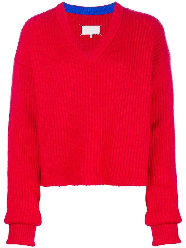 Maison Margiela V-neck Jumper - Red
