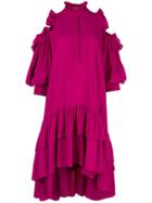 Alexander Mcqueen Cold Shoulder Ruffle Dress - Pink