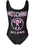 Moschino Scribble Double Question Mark Swimsuit - Black
