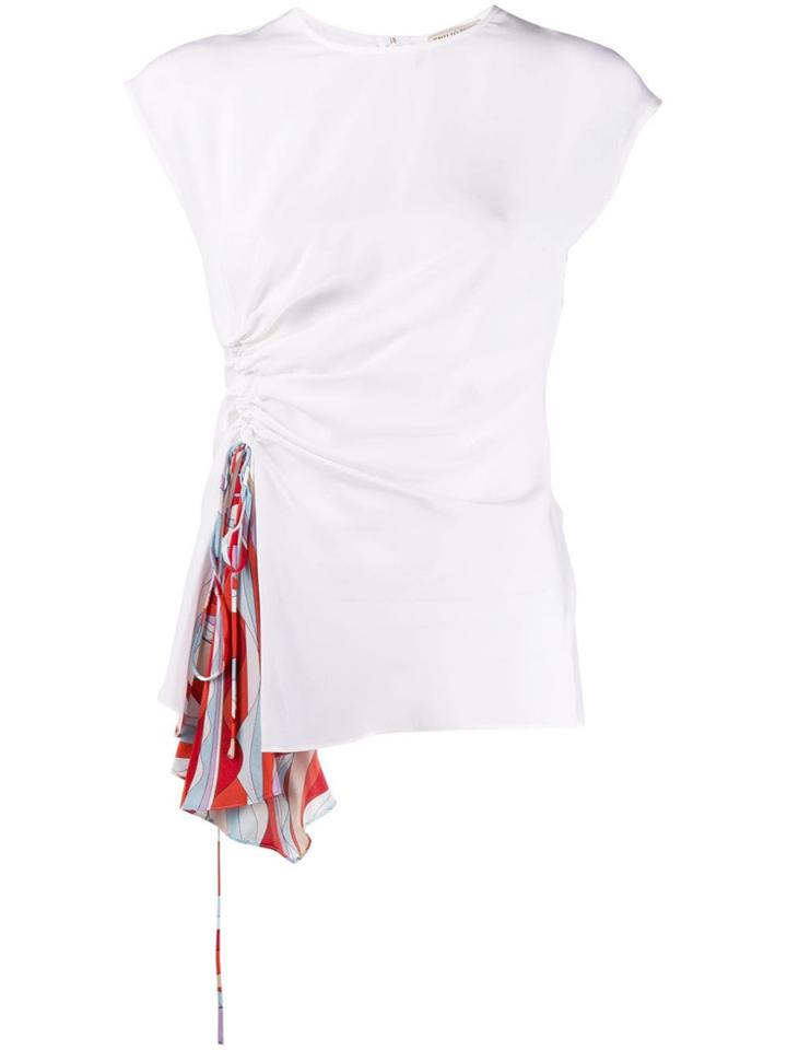 Emilio Pucci Sleeveless Ruched Drape Top - White