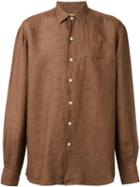 Al Duca D'aosta 1902 Chest Pocket Shirt, Men's, Size: Xxl, Brown, Linen/flax