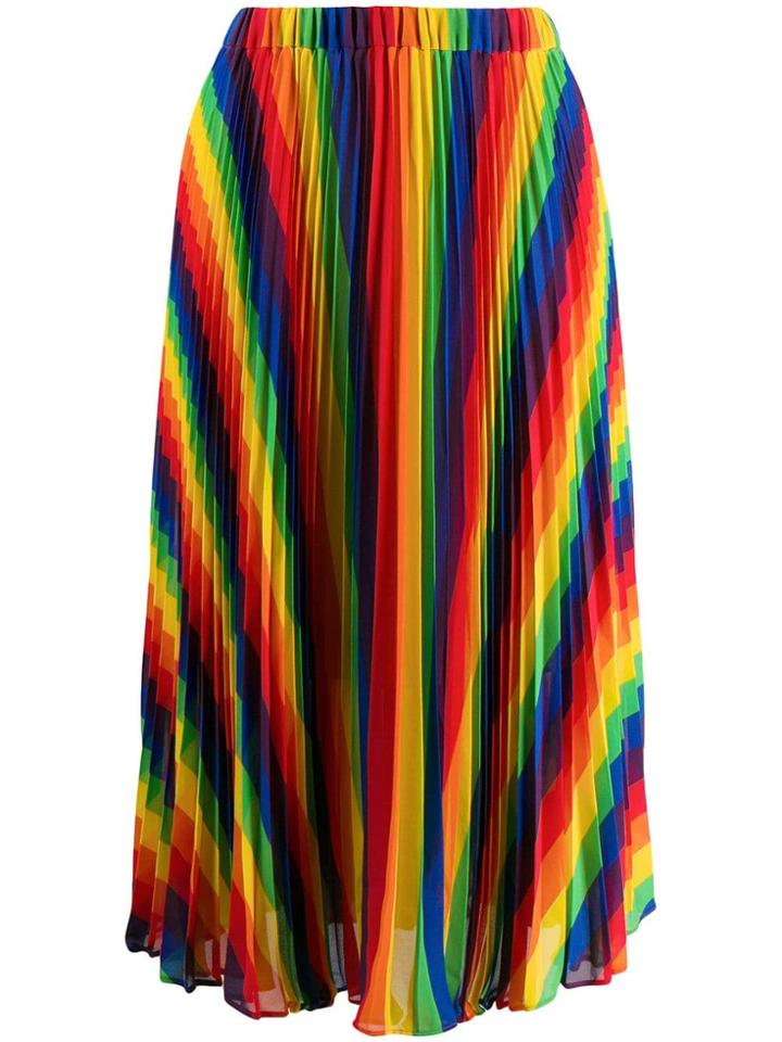 Michael Michael Kors Rainbow Pleated Midi Skirt - Red