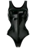 Unravel Project Varnished Zipped Bodysuit - Black