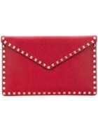 Valentino Rockstud Envelope Clutch - Red