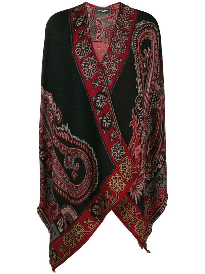 Etro Jacquard Poncho - Red
