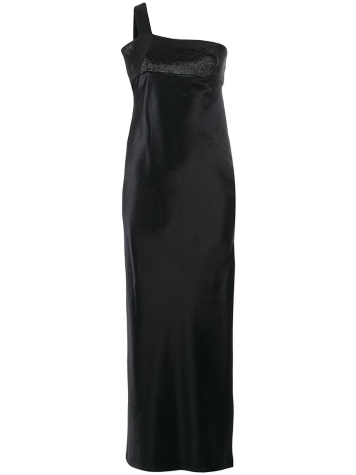 Versace Vintage Column Evening Gown With One Shoulder Strap - Black