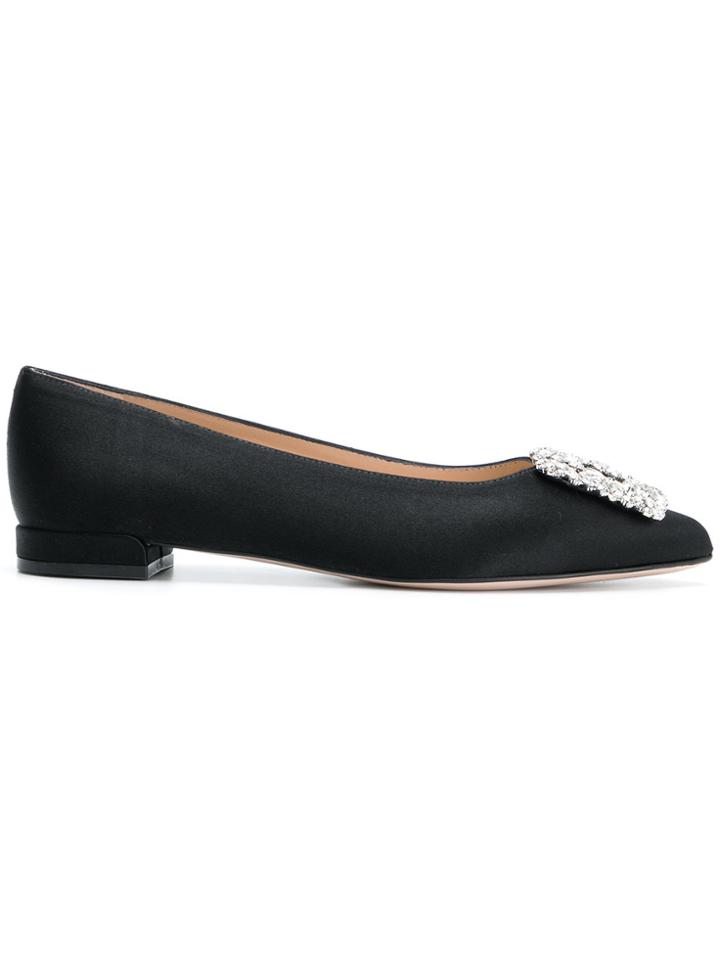 Stuart Weitzman Fetching Embellished Ballerina Flats - Black