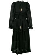 Zimmermann Midi Sheer Dress With Long Sleeves - Black