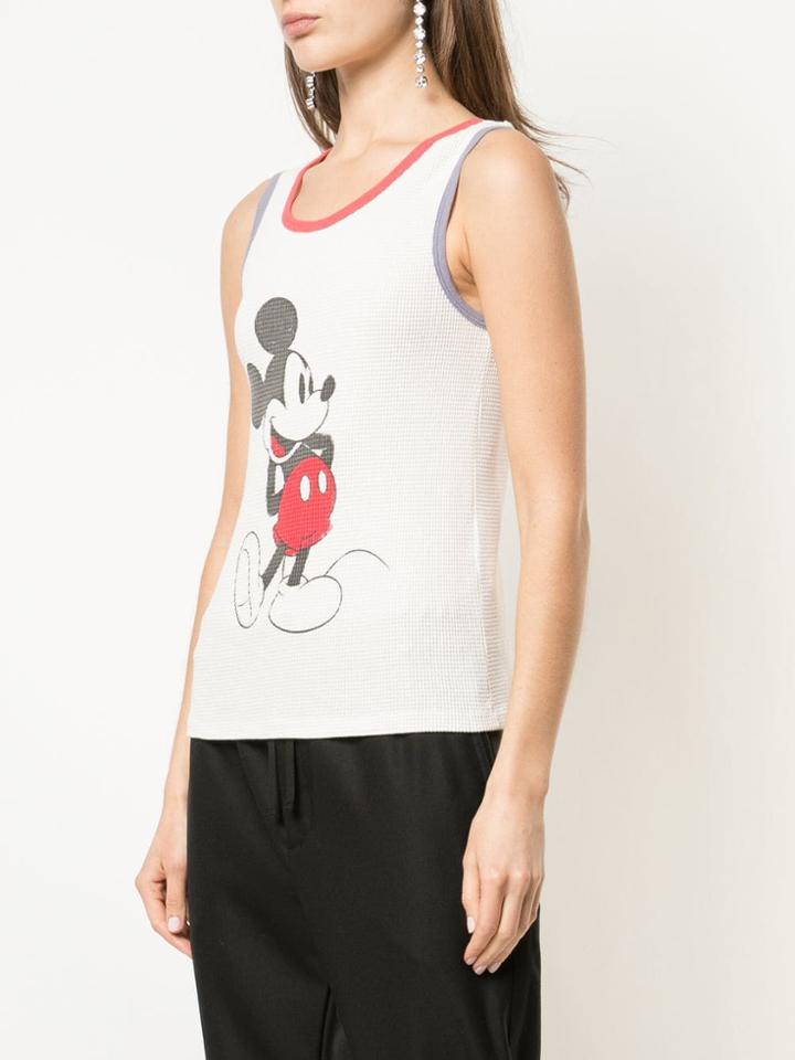 Saint Laurent Mickey Mouse Print Tank Top - White