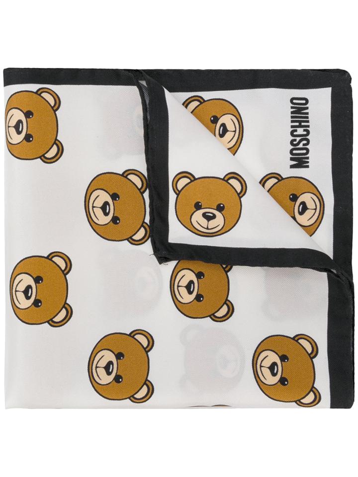 Moschino Teddy Bear Print Scarf - White