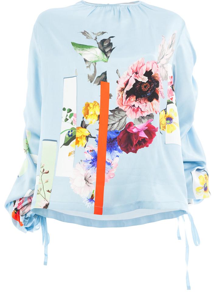 Preen By Thornton Bregazzi Sketchbook Floral Print Blouse - Blue