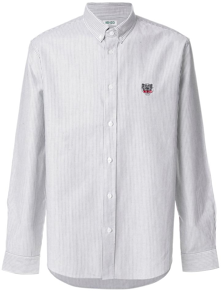Kenzo Embroidered Logo Pin-stripe Shirt - Grey