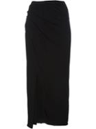Rick Owens Lilies Side Slit Jersey Skirt, Women's, Size: 44, Black, Viscose/polyamide/cotton