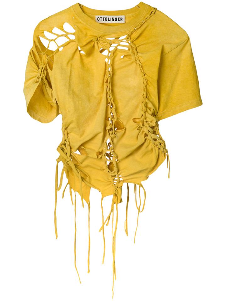 Ottolinger Ripped Braided T-shirt - Yellow & Orange