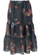 See By Chloé Butterfly Print Ruffle Skirt - Black