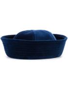 Valas Velvet Panelled Hat - Blue