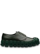 Prada Brushed Leather Laced Derby Shoes - Green