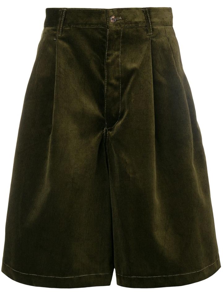 Comme Des Garçons Shirt Courderoy Wide Leg Shorts - Green