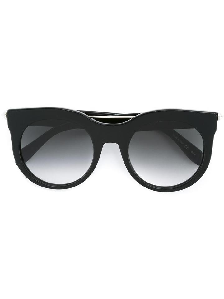 Alexander Mcqueen Round Frame Sunglasses, Women's, Black, Acetate