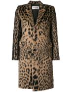 Saint Laurent Leopard Jacquard Single-breasted Coat - Nude & Neutrals