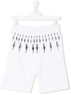 Neil Barrett Kids Lightning Bolt Print Shorts - White