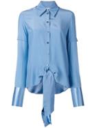 Victoria Victoria Beckham Knotted 100% Silk Blouse - Blue