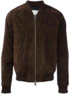 Ami Alexandre Mattiussi Raglan Sleeve Zipped Bomber Jacket, Men's, Size: Large, Brown, Suede/acetate