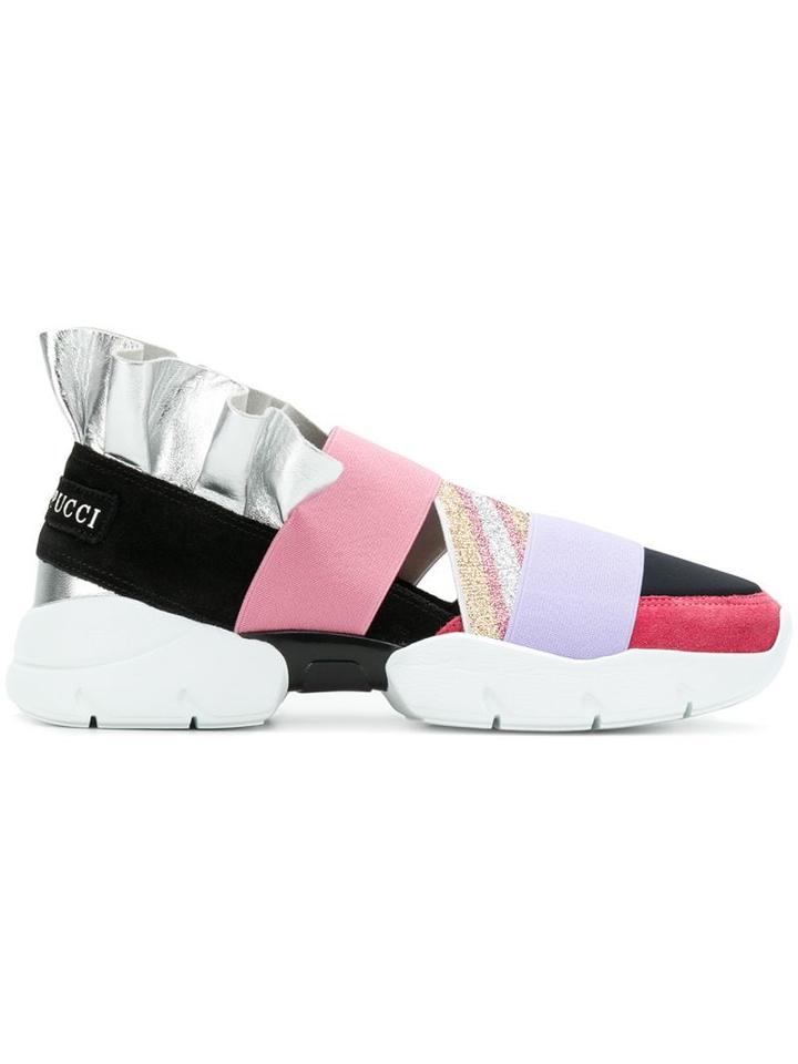 Emilio Pucci Metallic Ruffle Sneakers - Pink