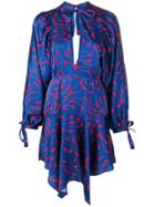 Self-portrait Crescent Satin Printed Dress - Blue