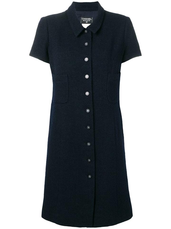 Chanel Vintage 1996 Woven Shirt Dress - Blue