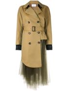 Enföld Double-breasted Tulle Coat - Brown