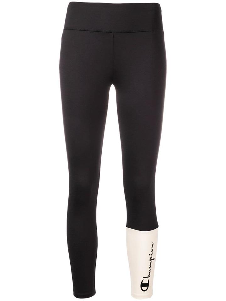 Champion Logo Print Fitness Leggings - Black