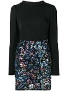 Self-portrait Embroidered Scoop Back Dress - Black