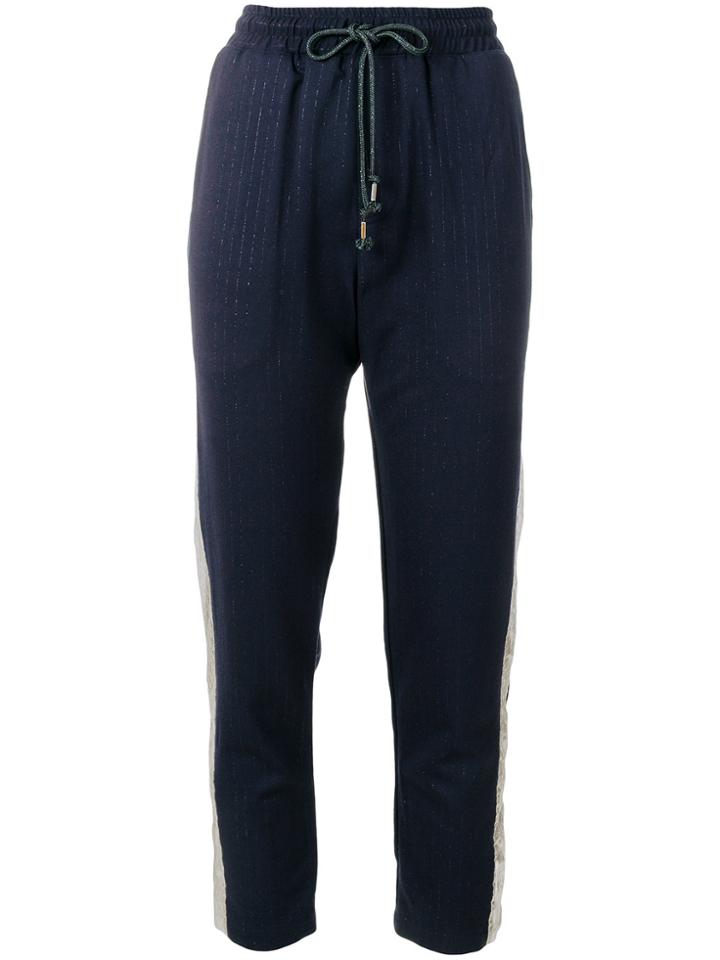 Julien David Metallic Detail Track Pants - Blue