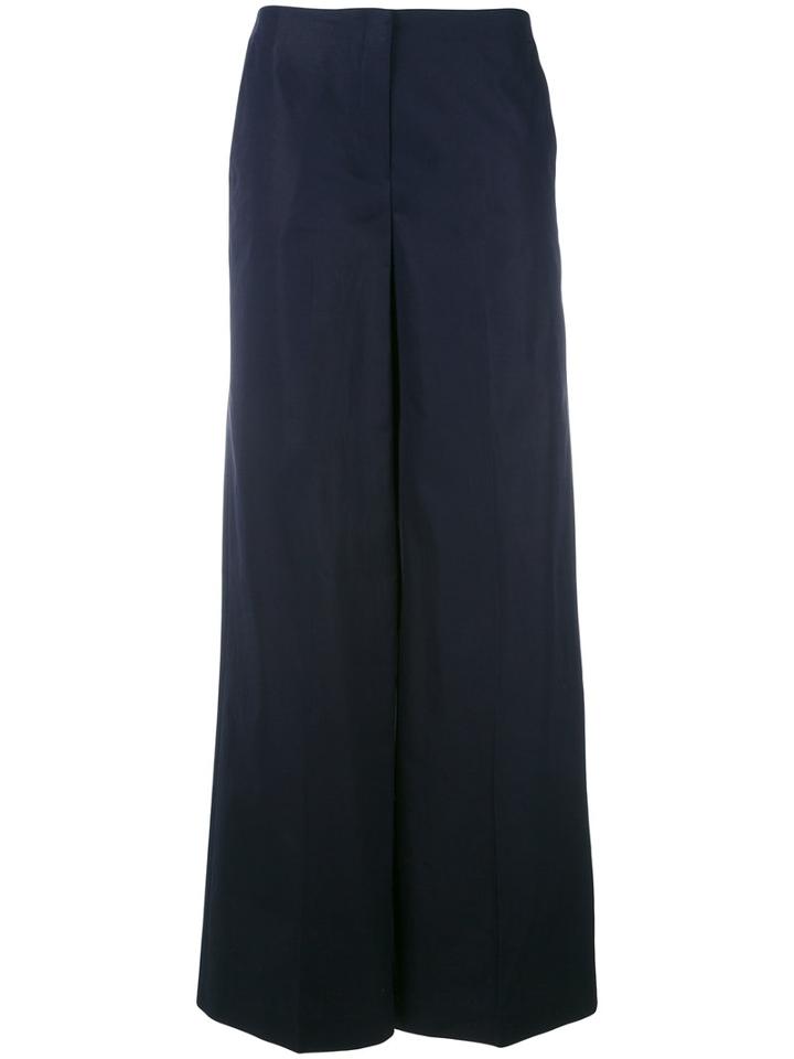 Theory - 'rieridge' Palazzo Trousers - Women - Cotton - 8, Blue, Cotton