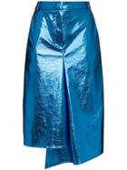 Tibi Draped Midi Pencil Skirt - Blue