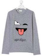 Fendi Kids Teen Long-sleeve Printed T-shirt - Grey