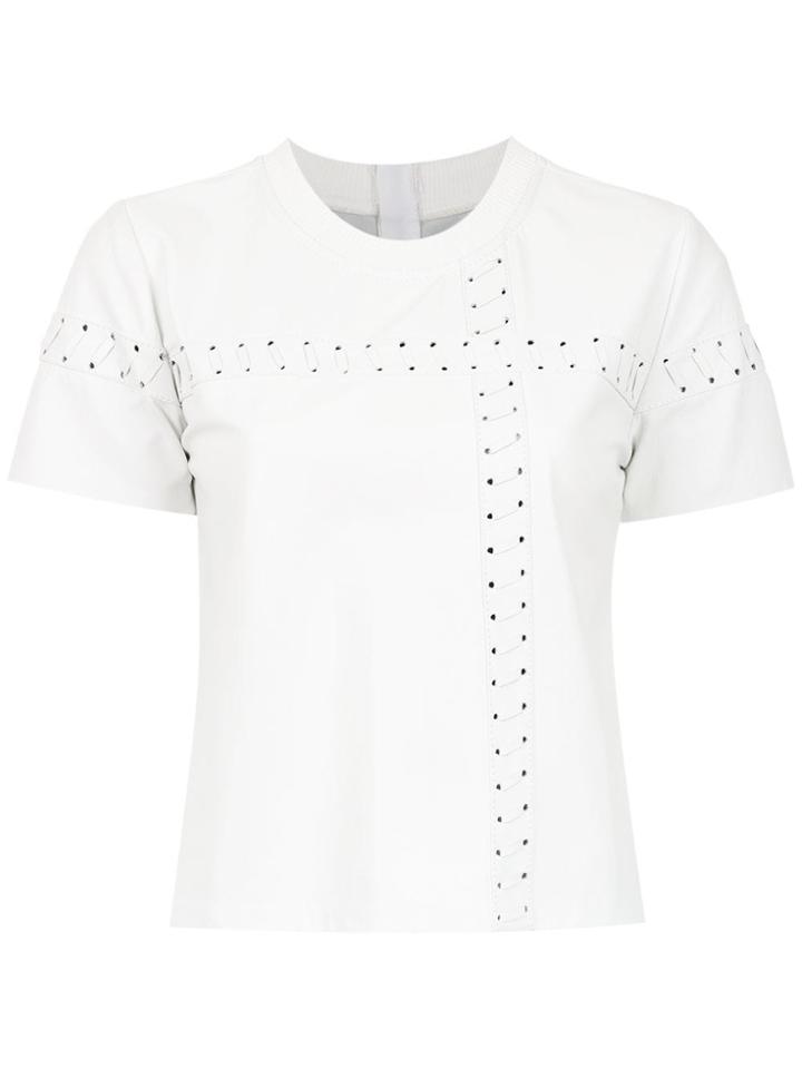 Andrea Bogosian Stitching Detail Leather Blouse - White