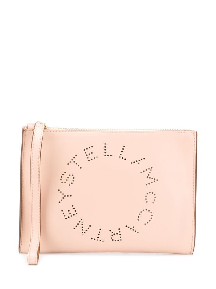 Stella Mccartney Perforated Logo Clutch - Neutrals