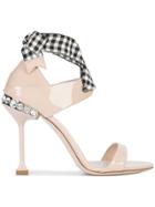 Miu Miu Back Bow Embellished Sandals - Nude & Neutrals