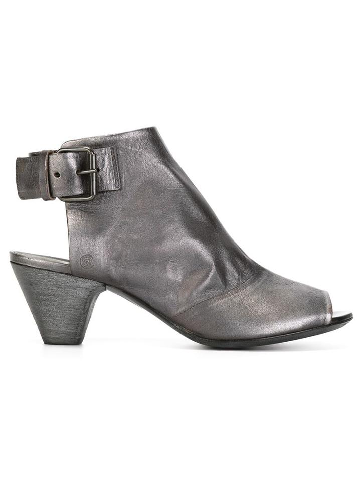 Marsèll Open Toe Booties, Women's, Size: 36.5, Grey, Leather/lama Fur