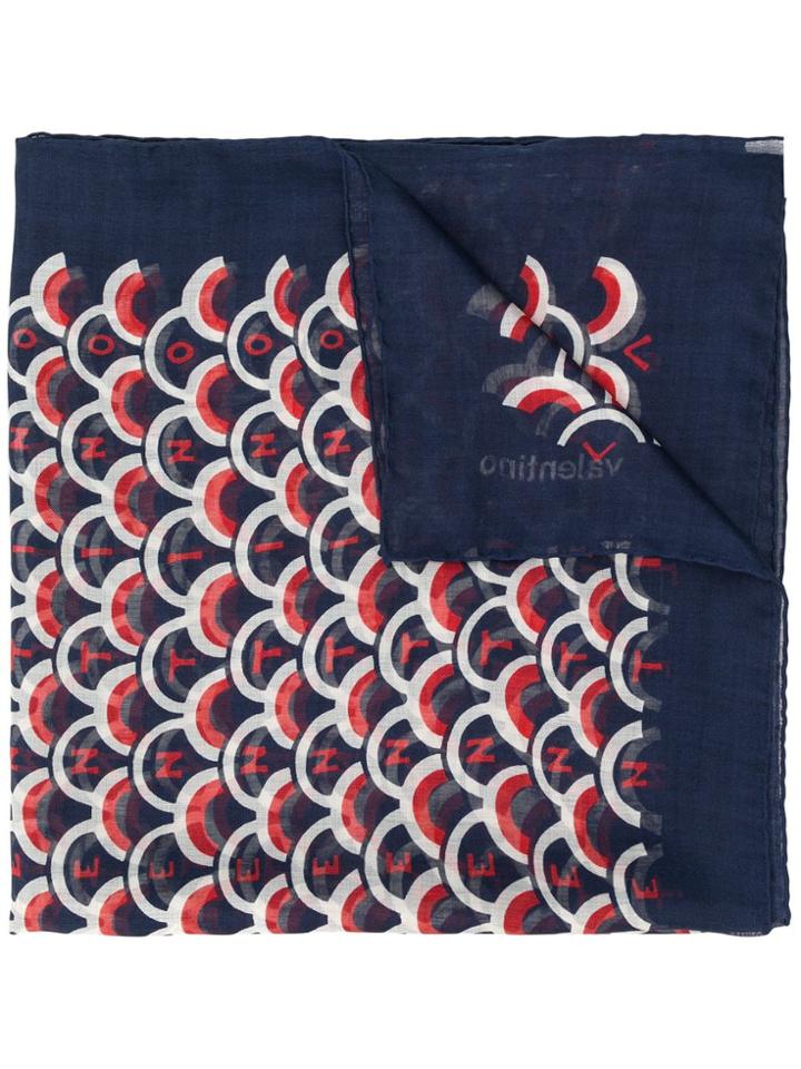 Valentino Scalloped Print Scarf - Blue