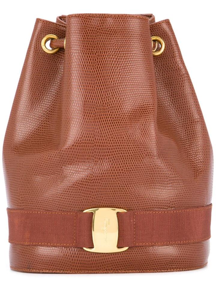 Salvatore Ferragamo Pre-owned Vara Logos Backpack - Brown