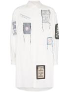 Yohji Yamamoto Patch Embroidered Oversized Shirt - White