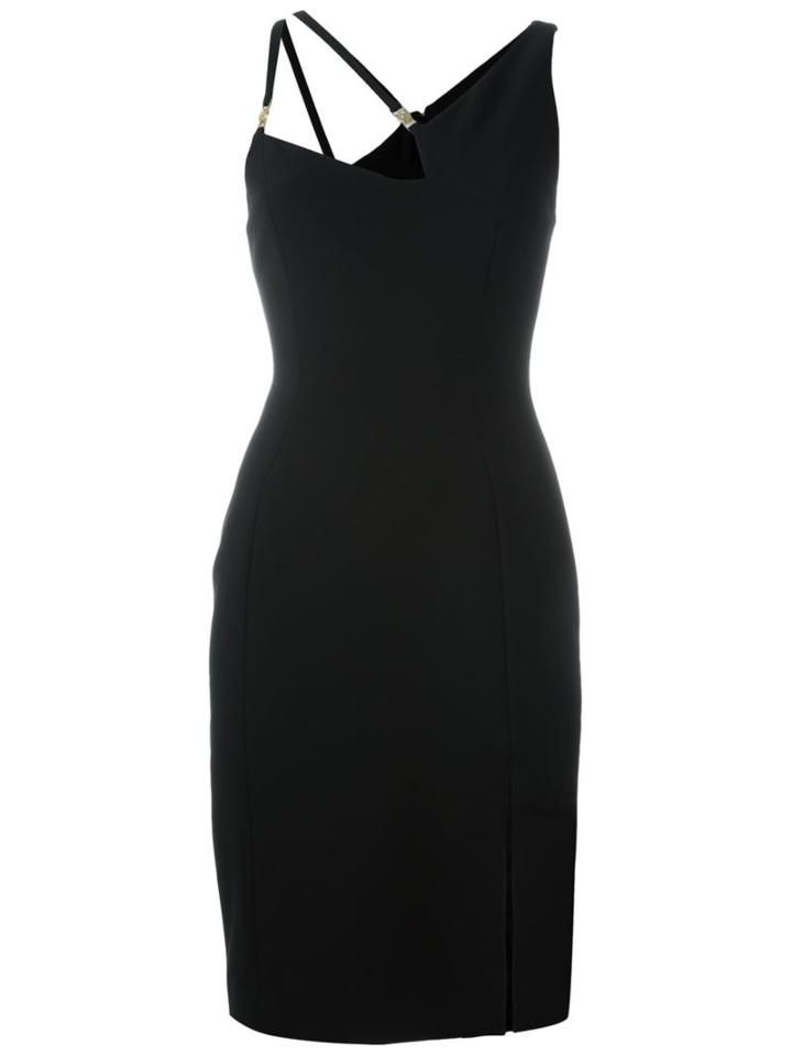 Versace Collection V-neck Dress With Cut Out Details, Women's, Size: 44, Black, Polyester/spandex/elastane/viscose/polyester